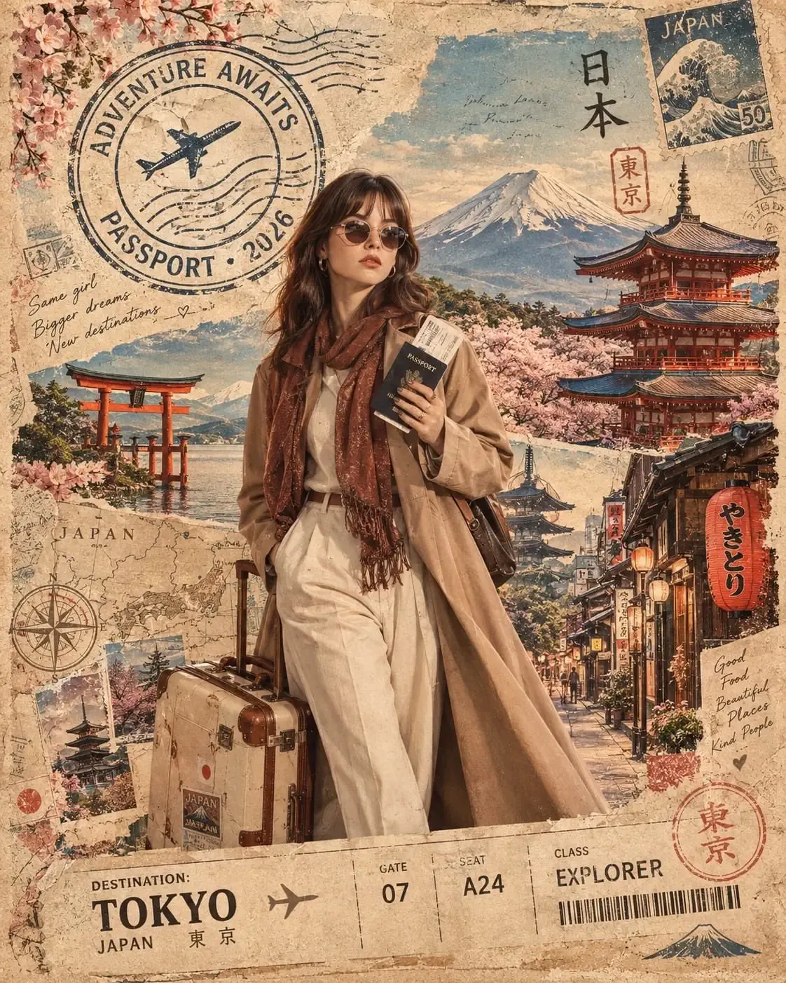 复古护照旅行画报风